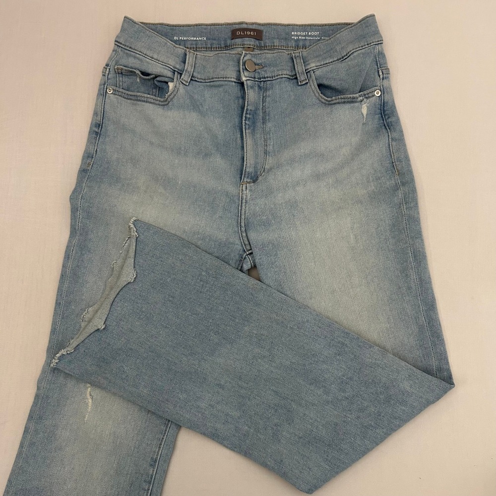 DL1961 Jeans Womens 31 Bridget Boot Blue High Rise Instasculpt Crop Stretch